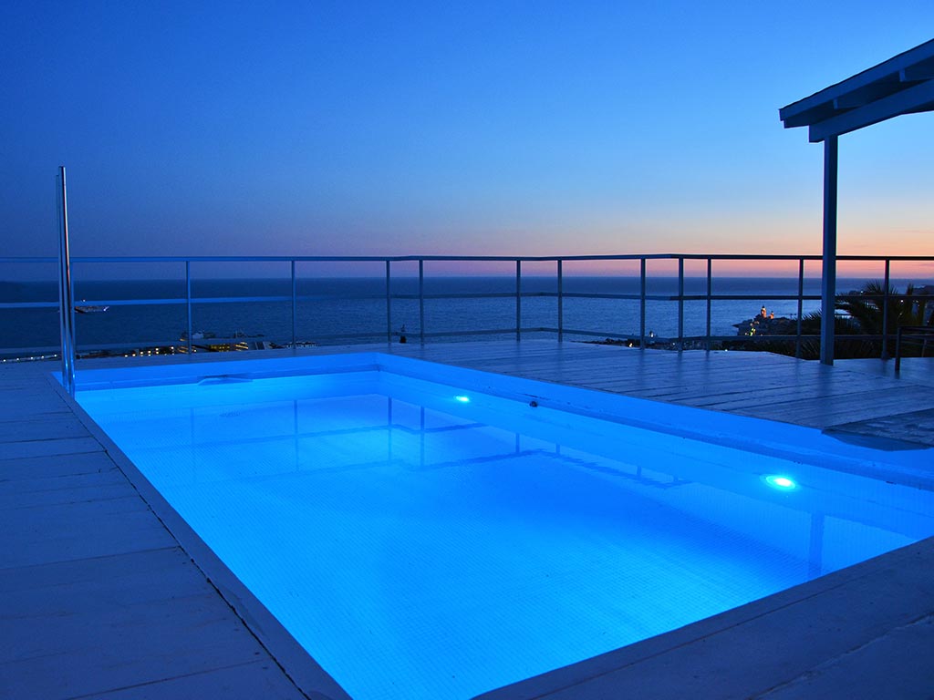 Mediterranean villa in Sitges with pool by the night