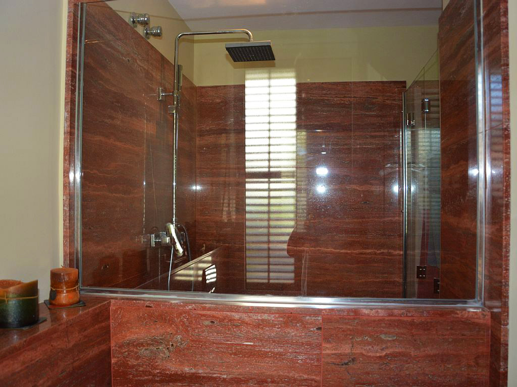 shower of the private bathroom in one of our holiday apartments in sitges